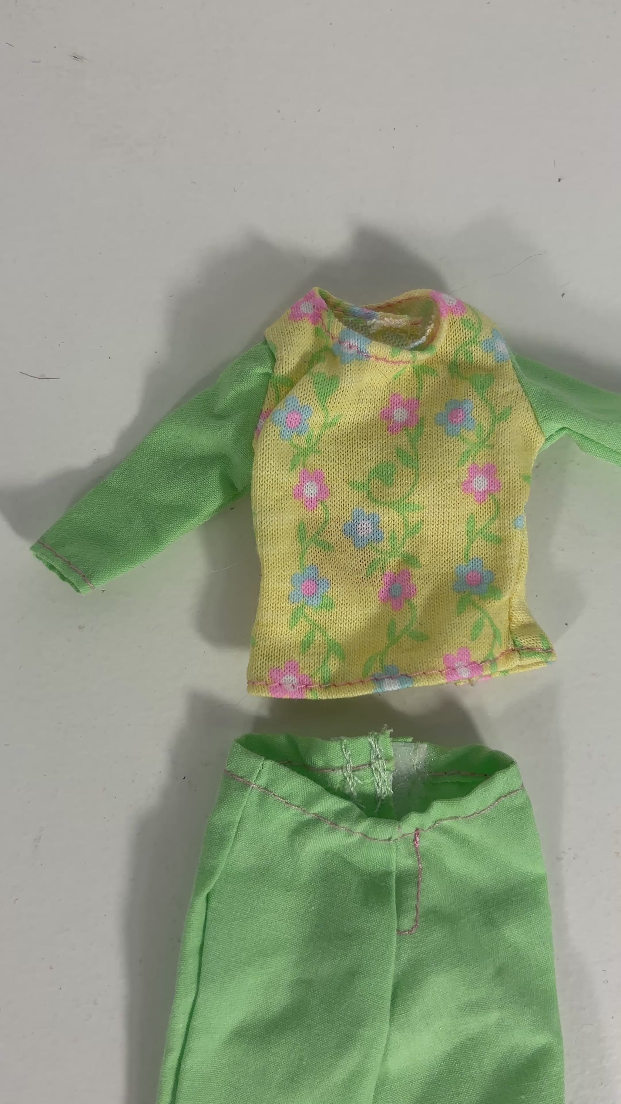 Vintage Barbie Green Yellow Floral Fashion Set