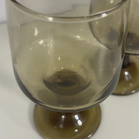 Set of 4 Libbey Tawny Accent Pedestal Glasses