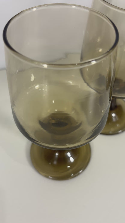 Set of 4 Libbey Tawny Accent Pedestal Glasses