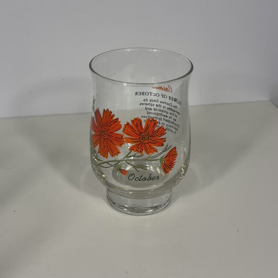 Dominion Glass Cosmos October Flower of the Month Pedestal Tumbler