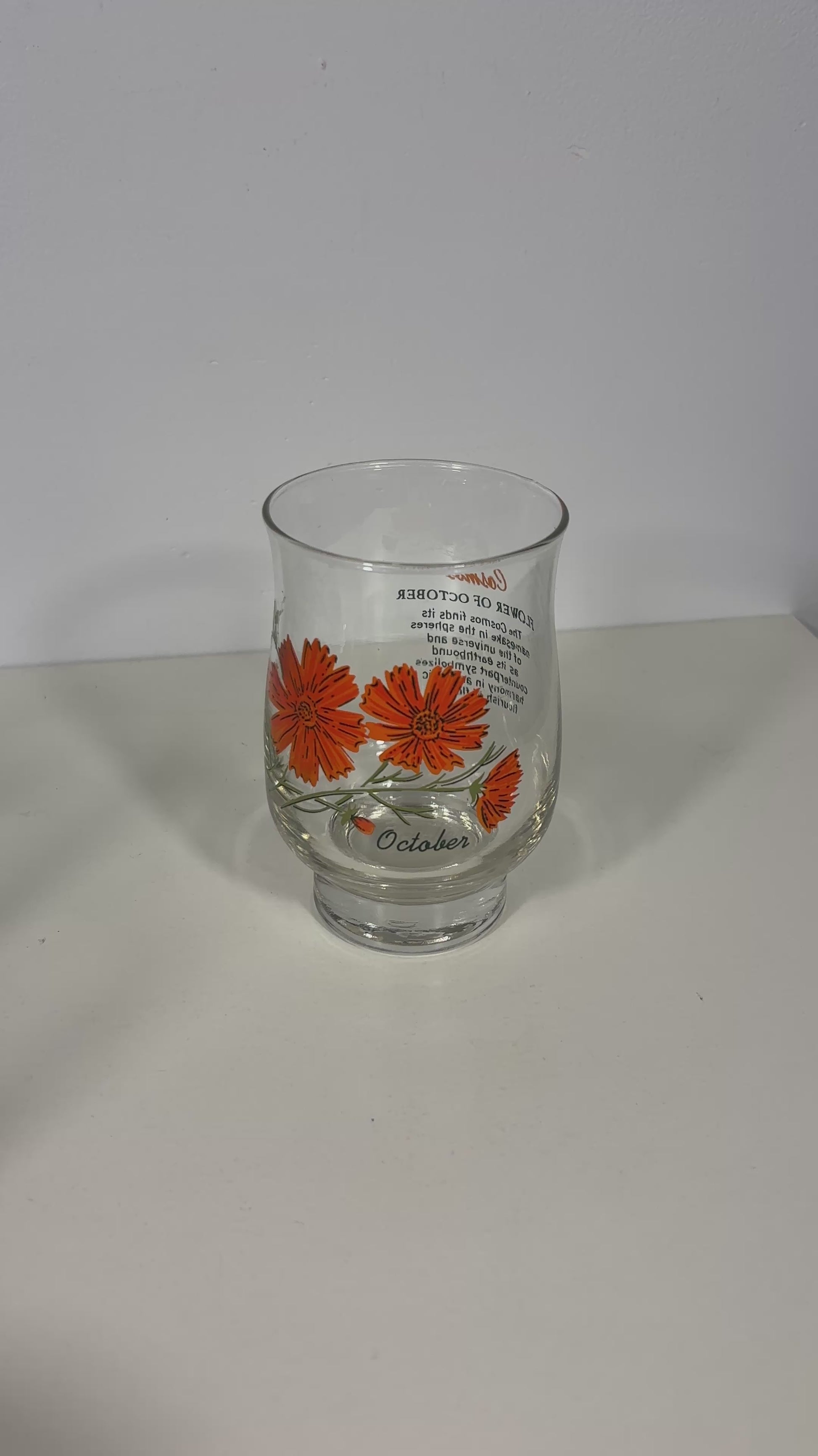 Dominion Glass Cosmos October Flower of the Month Pedestal Tumbler