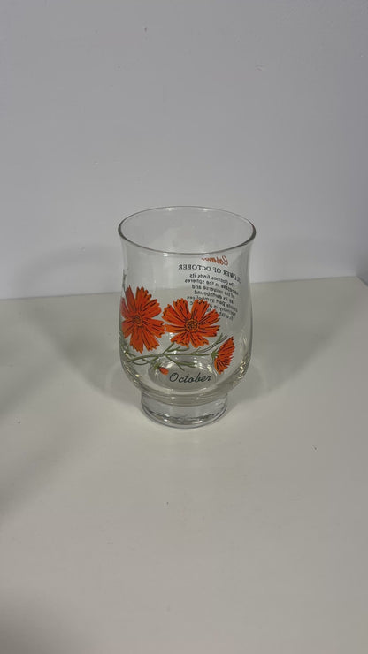 Dominion Glass Cosmos October Flower of the Month Pedestal Tumbler