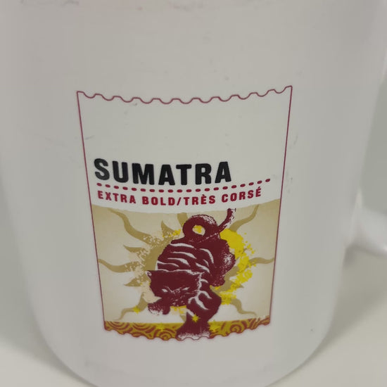 Starbucks Sumatra coffee mug with bold artwork