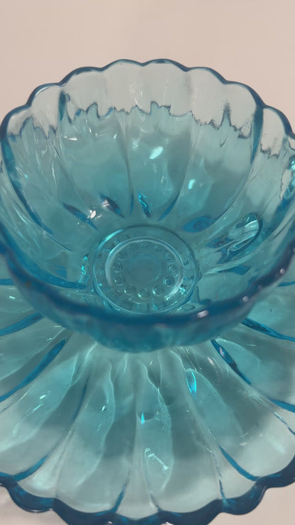 1970s KIG Ice Blue Swirl Teacup Saucer Set