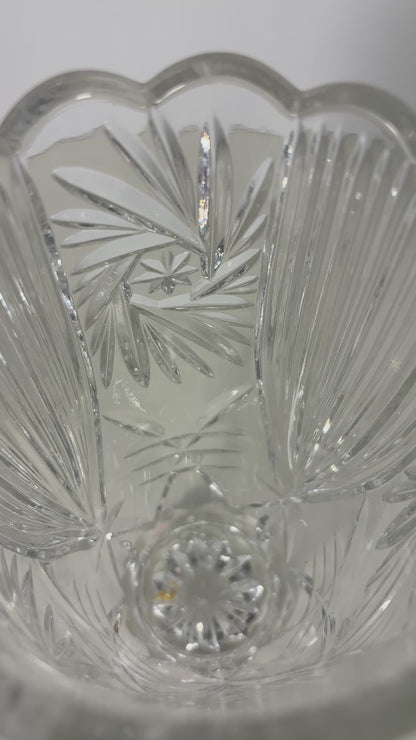 Mid Century Pinwheel Starburst Crystal Vase