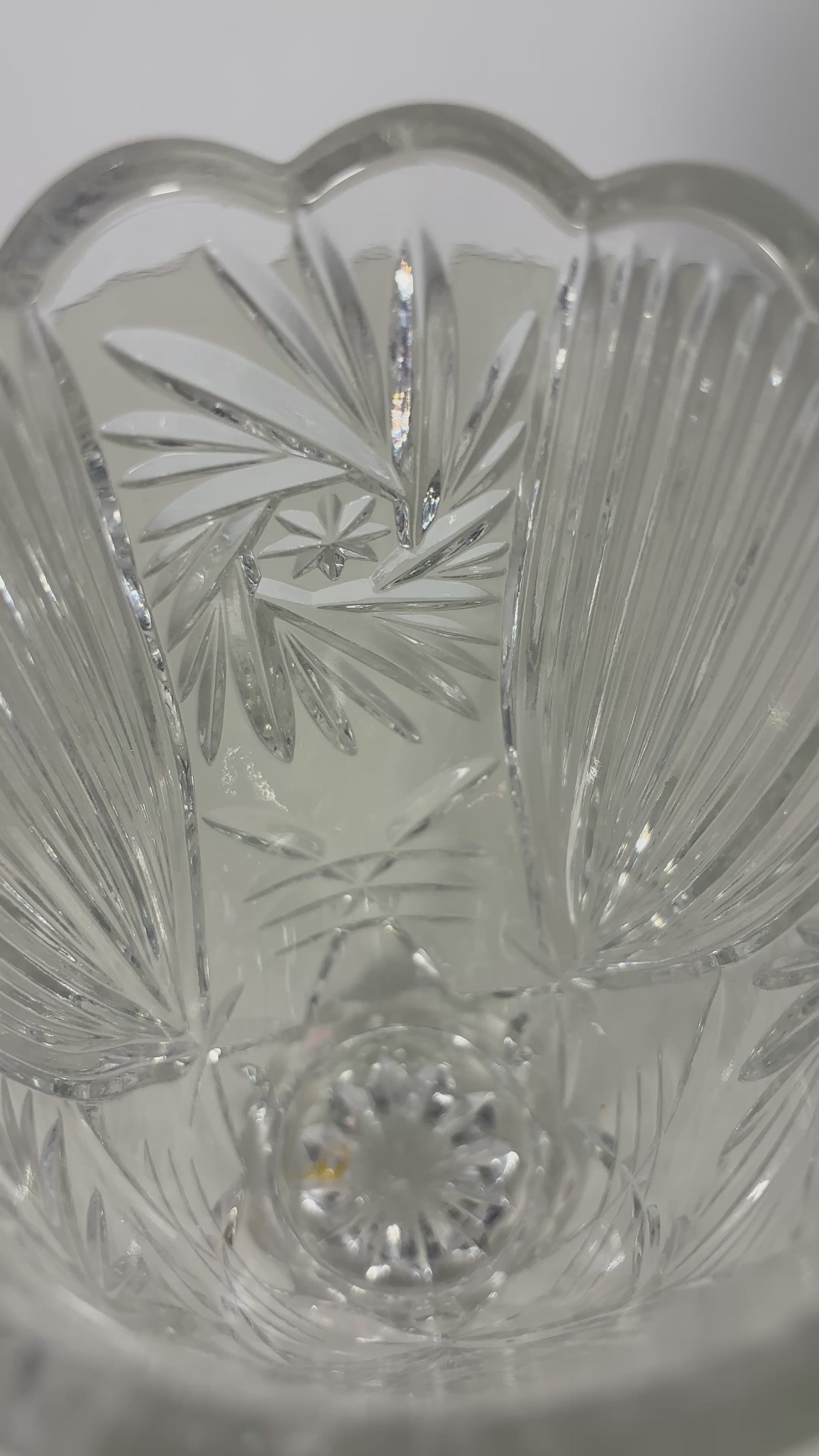 Mid Century Pinwheel Starburst Crystal Vase