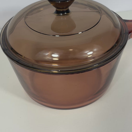 Corning France Visions 1.5 Litre Amber Covered Saucepan