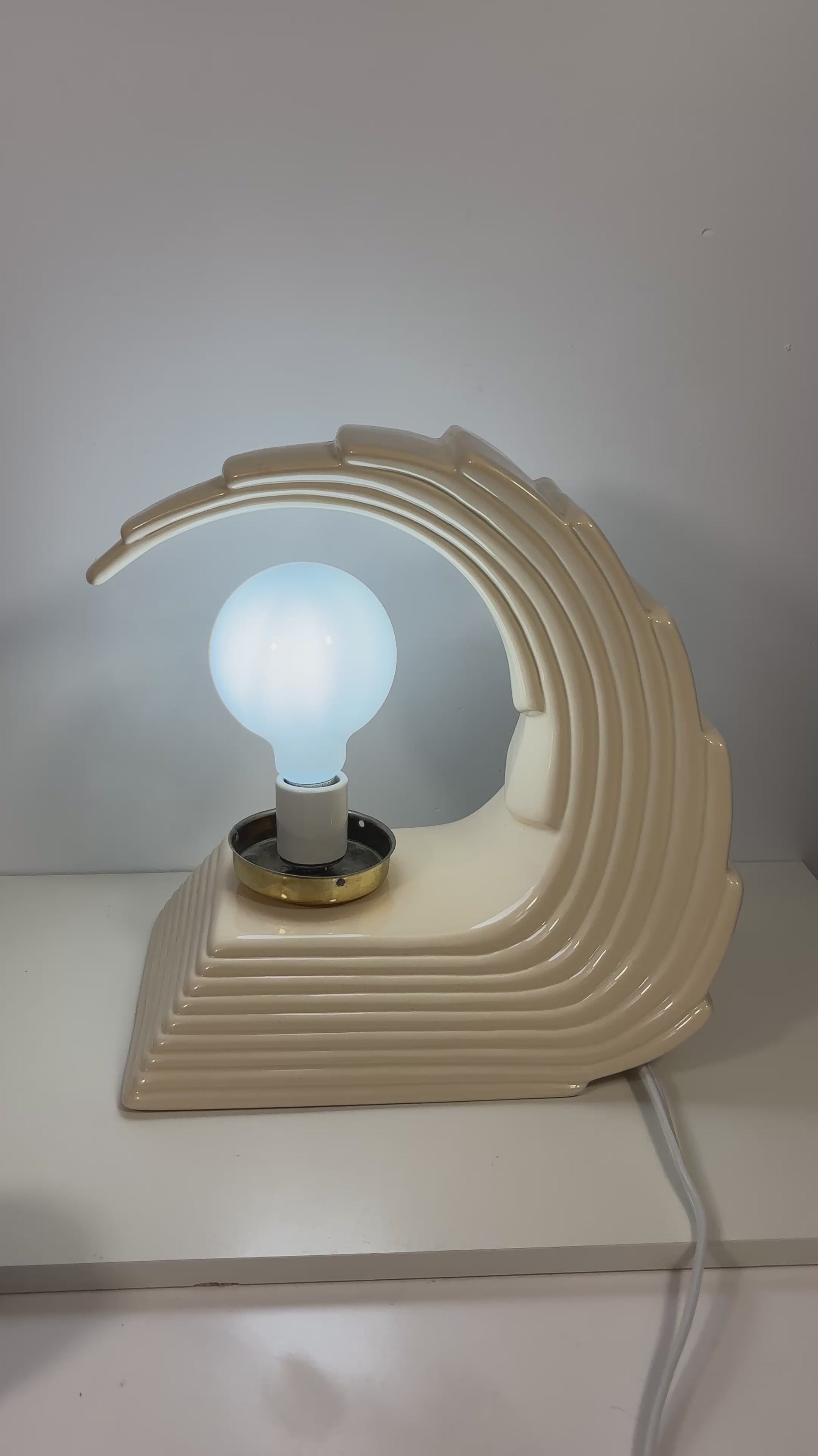 1980s Art Deco Revival Wave Lamp