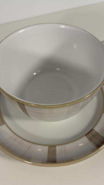 Denby stoneware teacup in truffle colour palette
