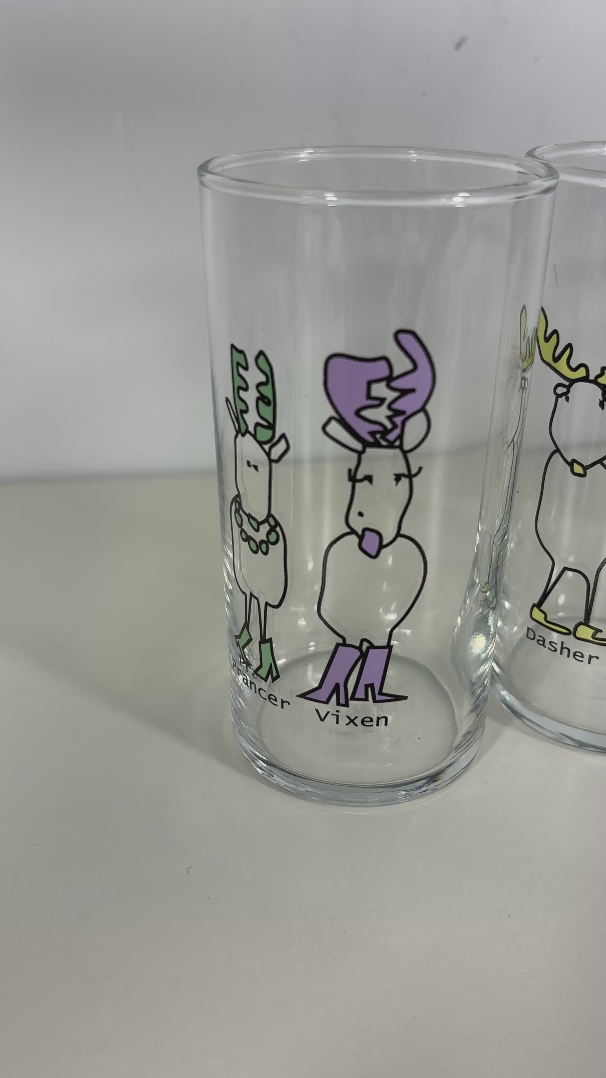 Pottery Barn Santa’s Reindeer Tumbler Drink Glass Set