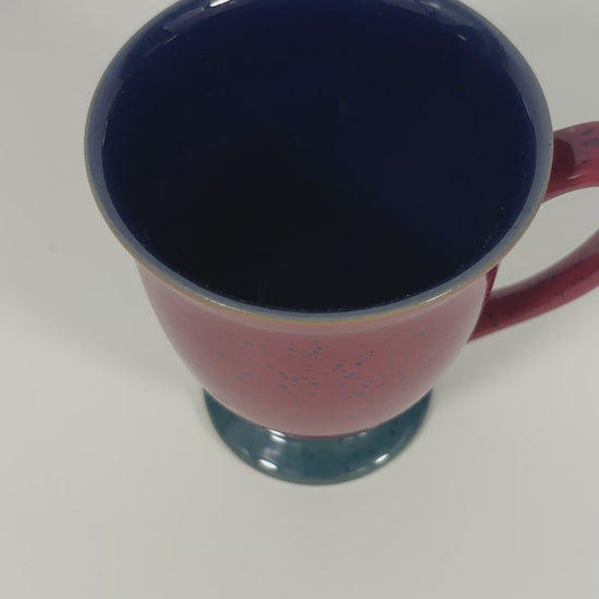 Denby red stoneware pedestal mug collectible