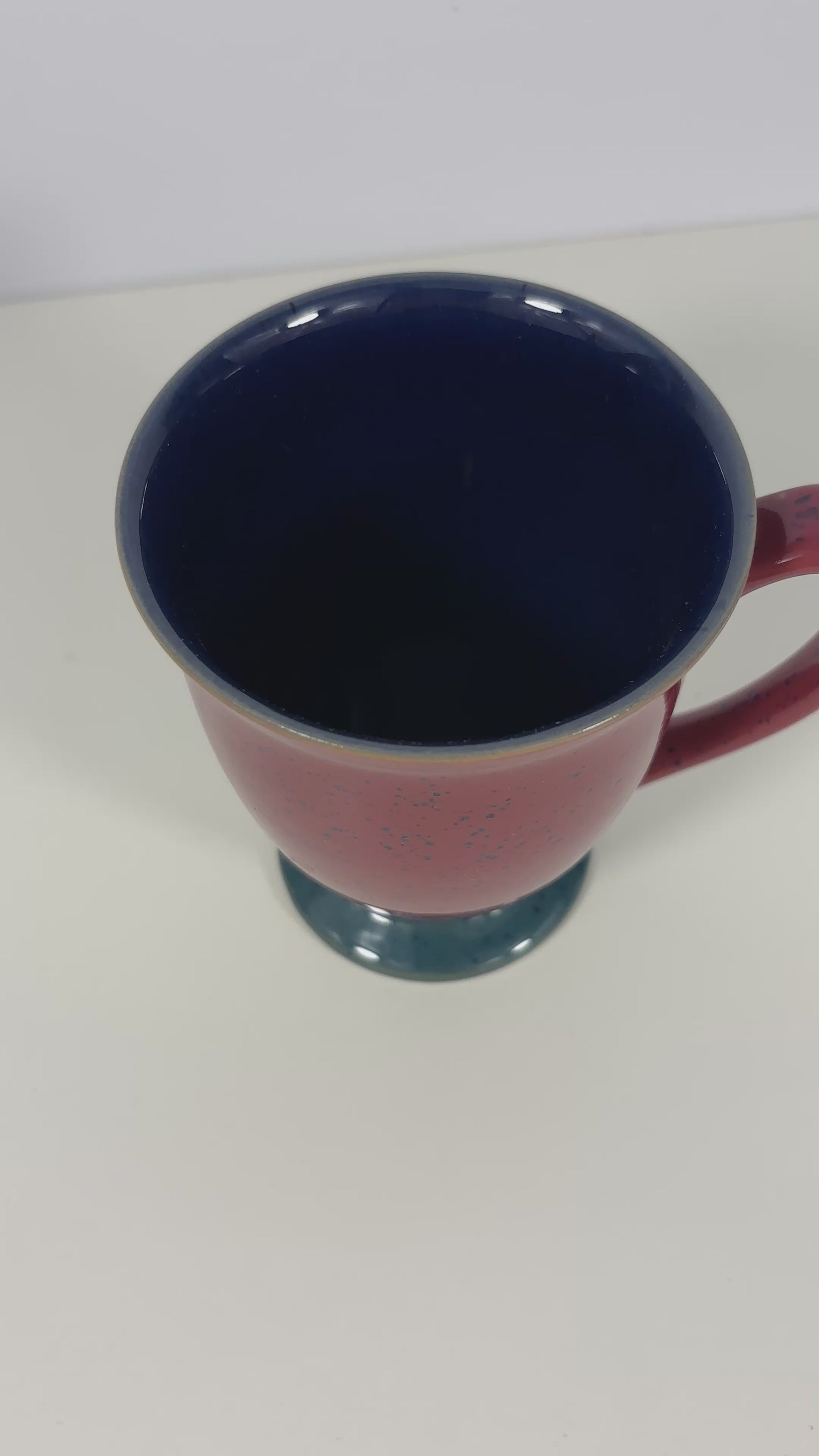 Denby red stoneware pedestal mug collectible