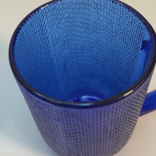 Arcoroc Cobalt Blue Textured Glass Coffee Mug