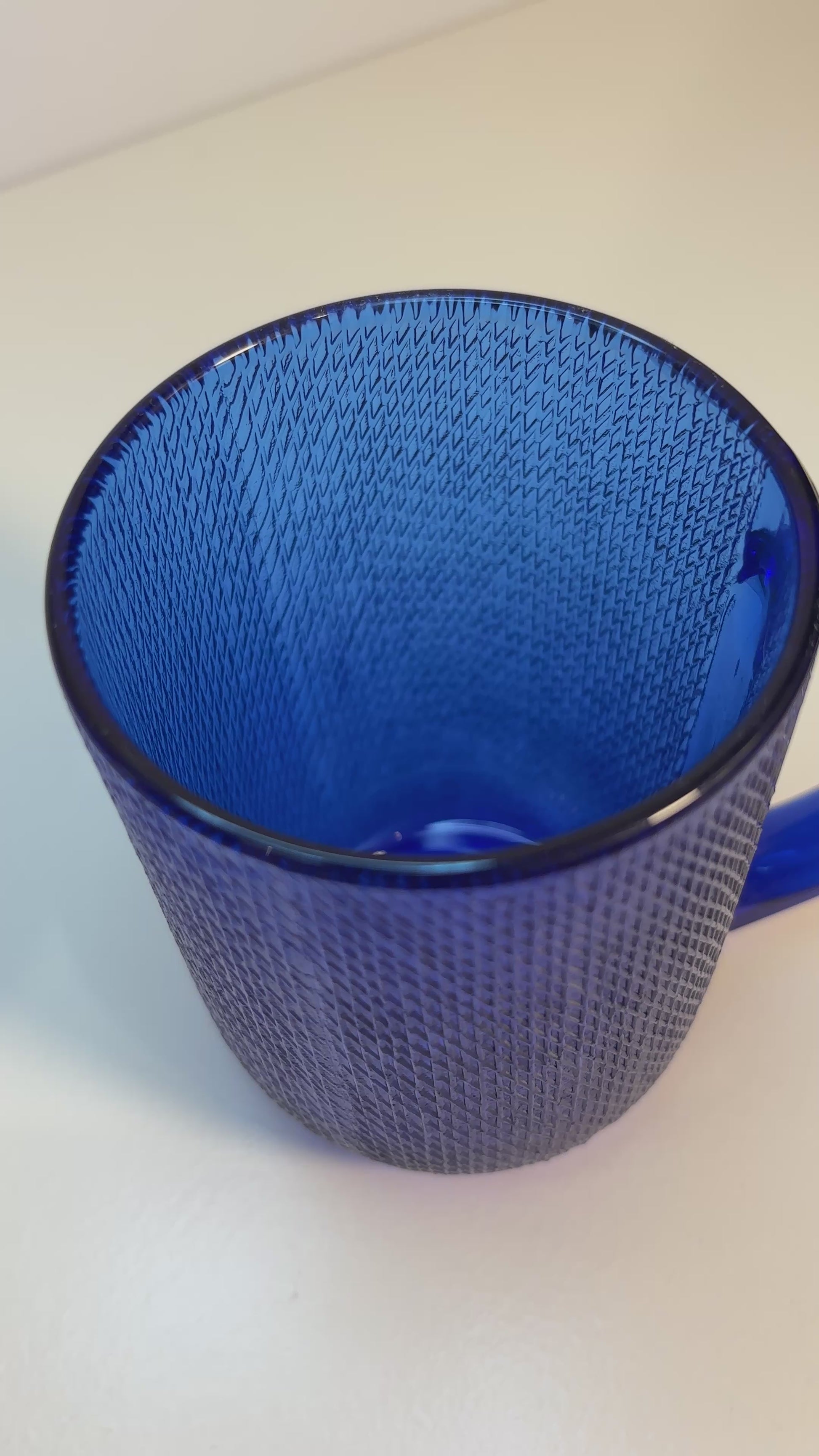 Arcoroc Cobalt Blue Textured Glass Coffee Mug