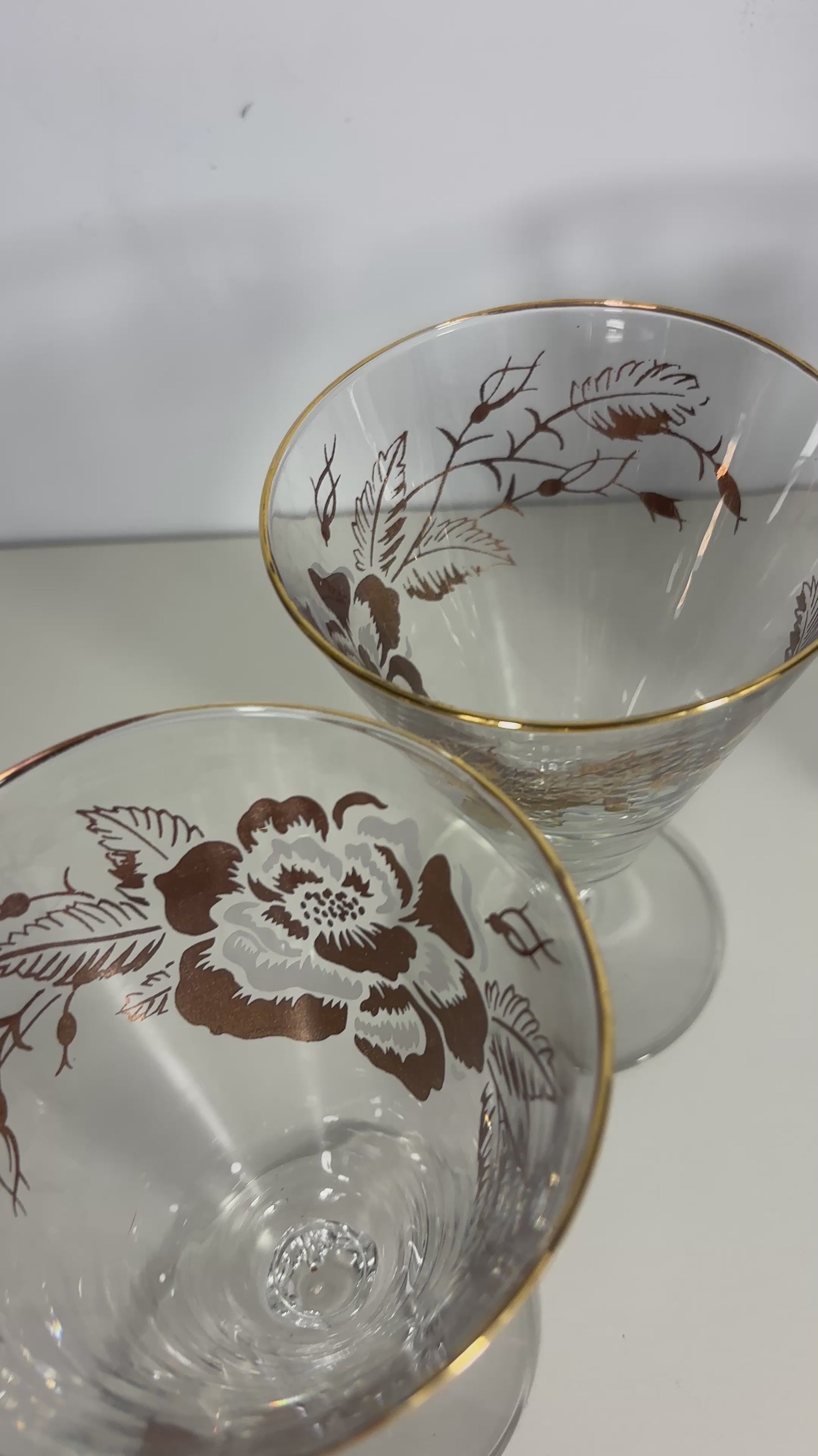 Libbey Golden Rose Champagne Cocktail Sherbet Glasses Set
