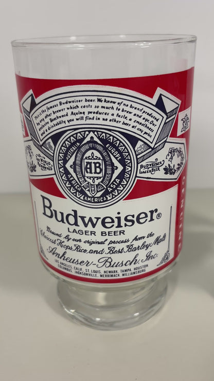 Vintage Budweiser Pedestal Beer Glass Set