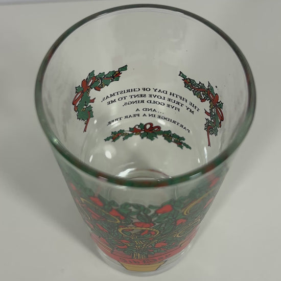 Indiana Glass 5th Day of Christmas Tumbler Glass