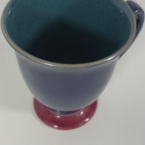 Denby blue stoneware pedestal mug collectible
