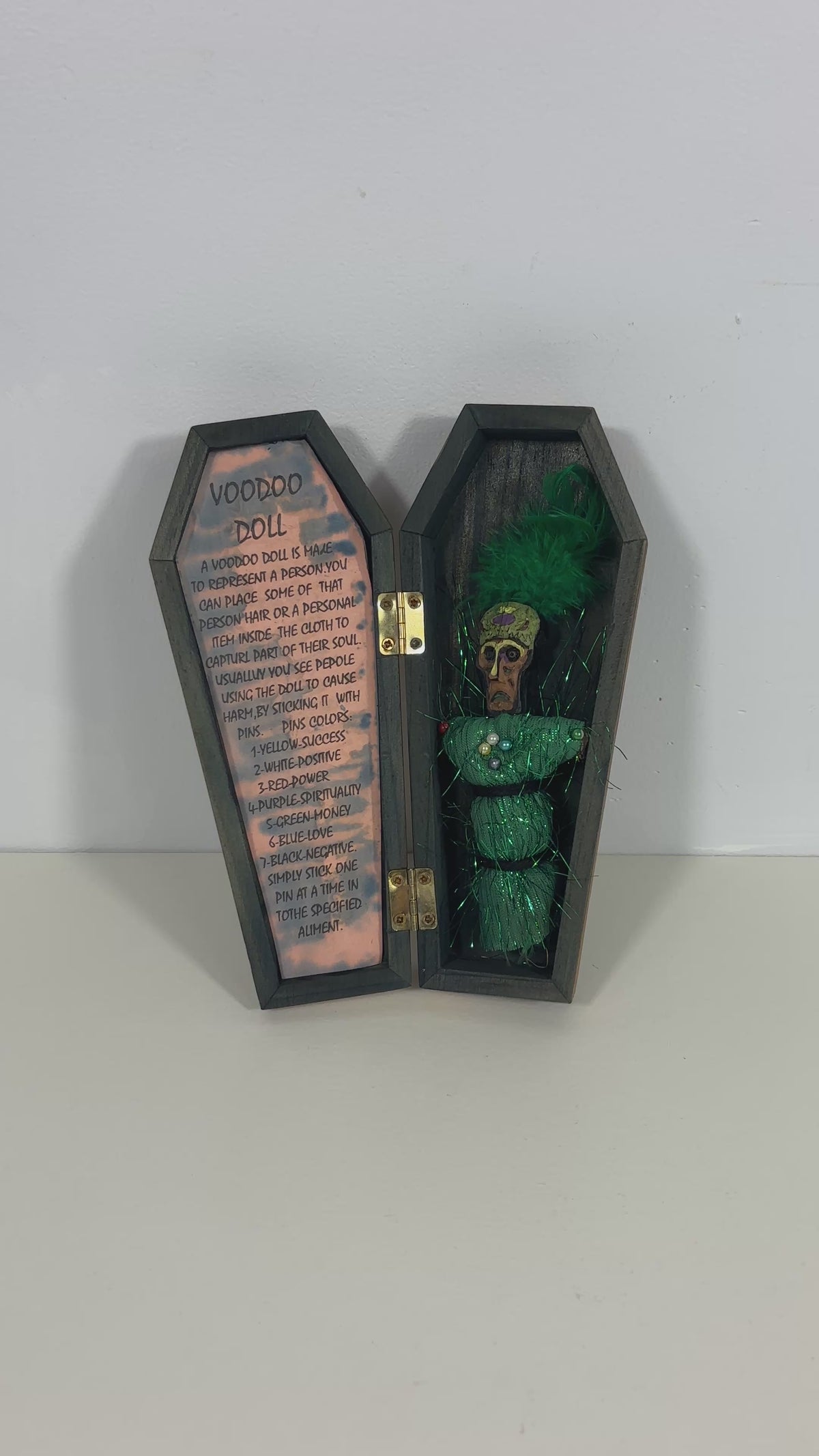 New Orleans Wood Coffin Voodoo Doll Figurine