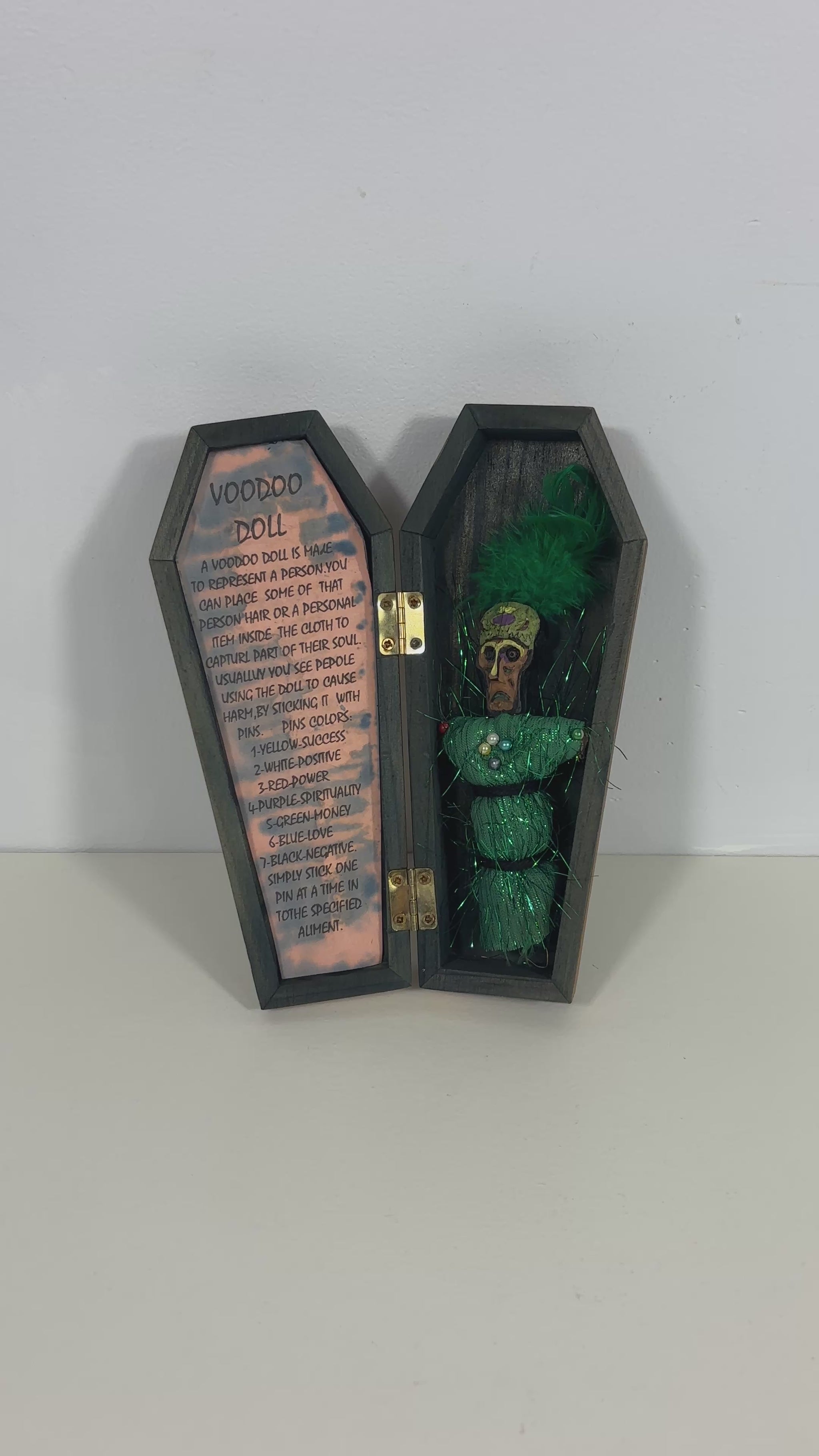 New Orleans Wood Coffin Voodoo Doll Figurine