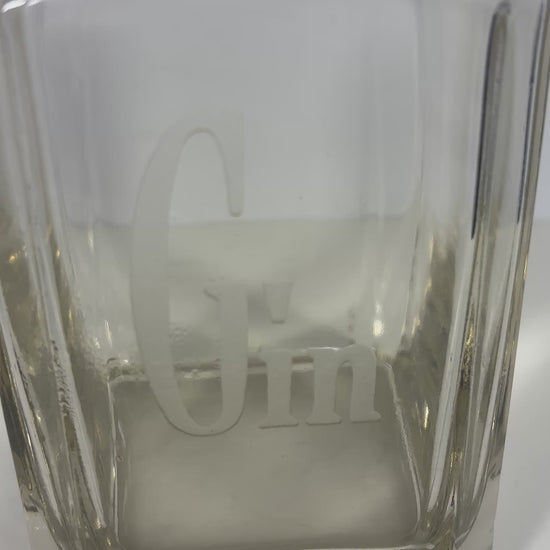 Square Etched Crystal Gin Decanter