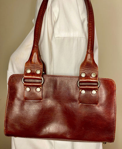 Prune Maroon Auburn Leather Handbag