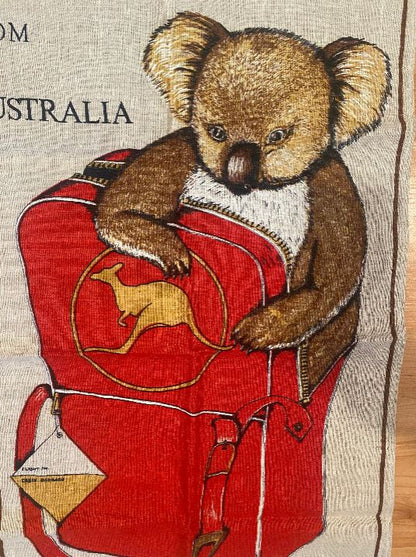 Pure Linen From Australia With Love Koala Towel Wall Hanging