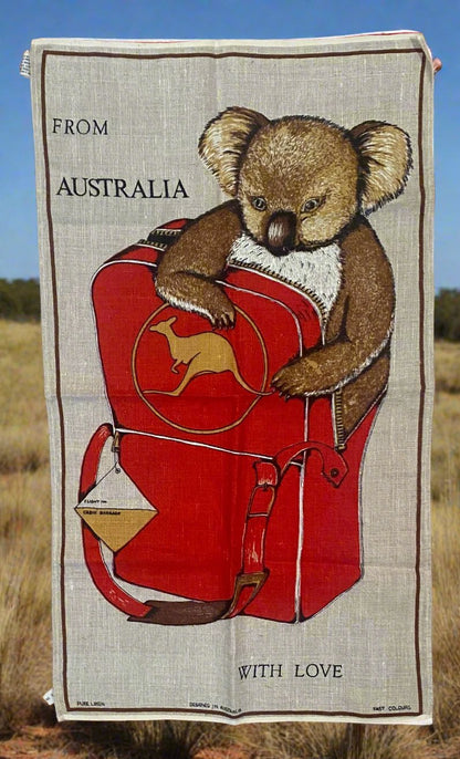 Pure Linen From Australia With Love Koala Towel Wall Hanging