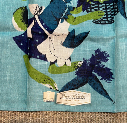 Mouse Theme Kitchen Tea Towel with blue and green colors