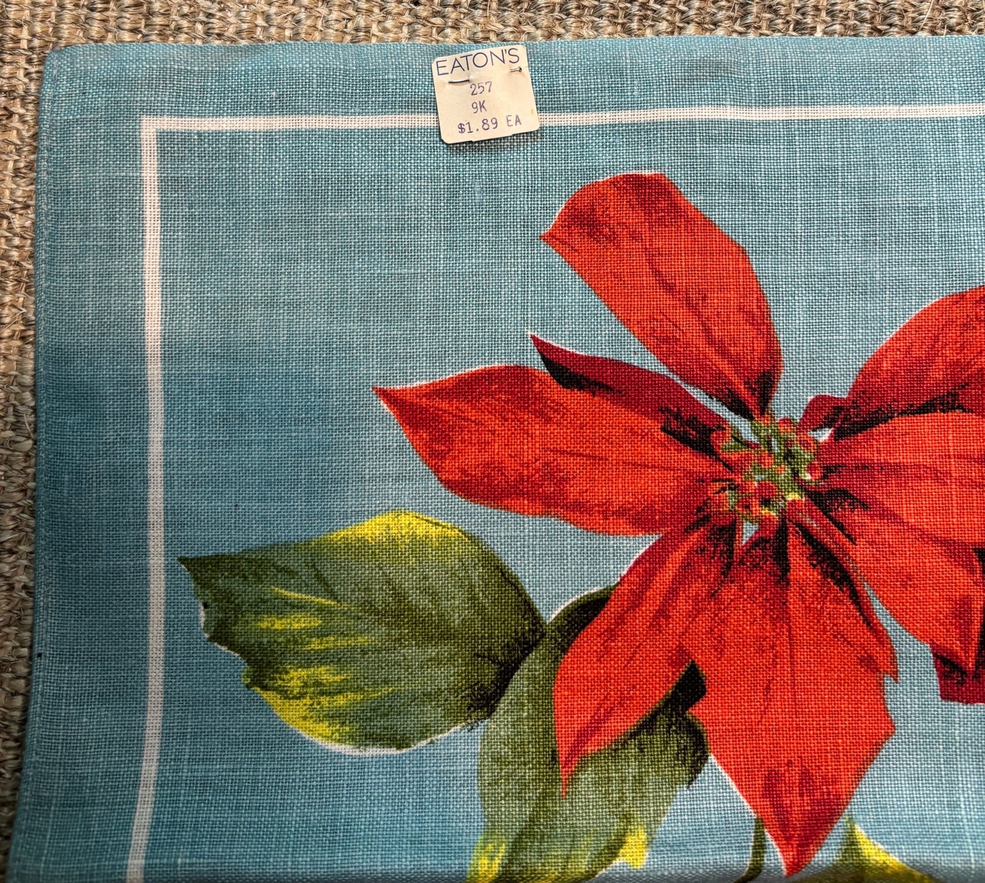 Pure Linen Poinsettia Kitchen Tea Towel