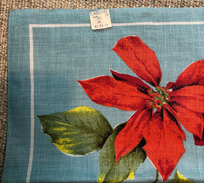 Pure Linen Poinsettia Kitchen Tea Towel