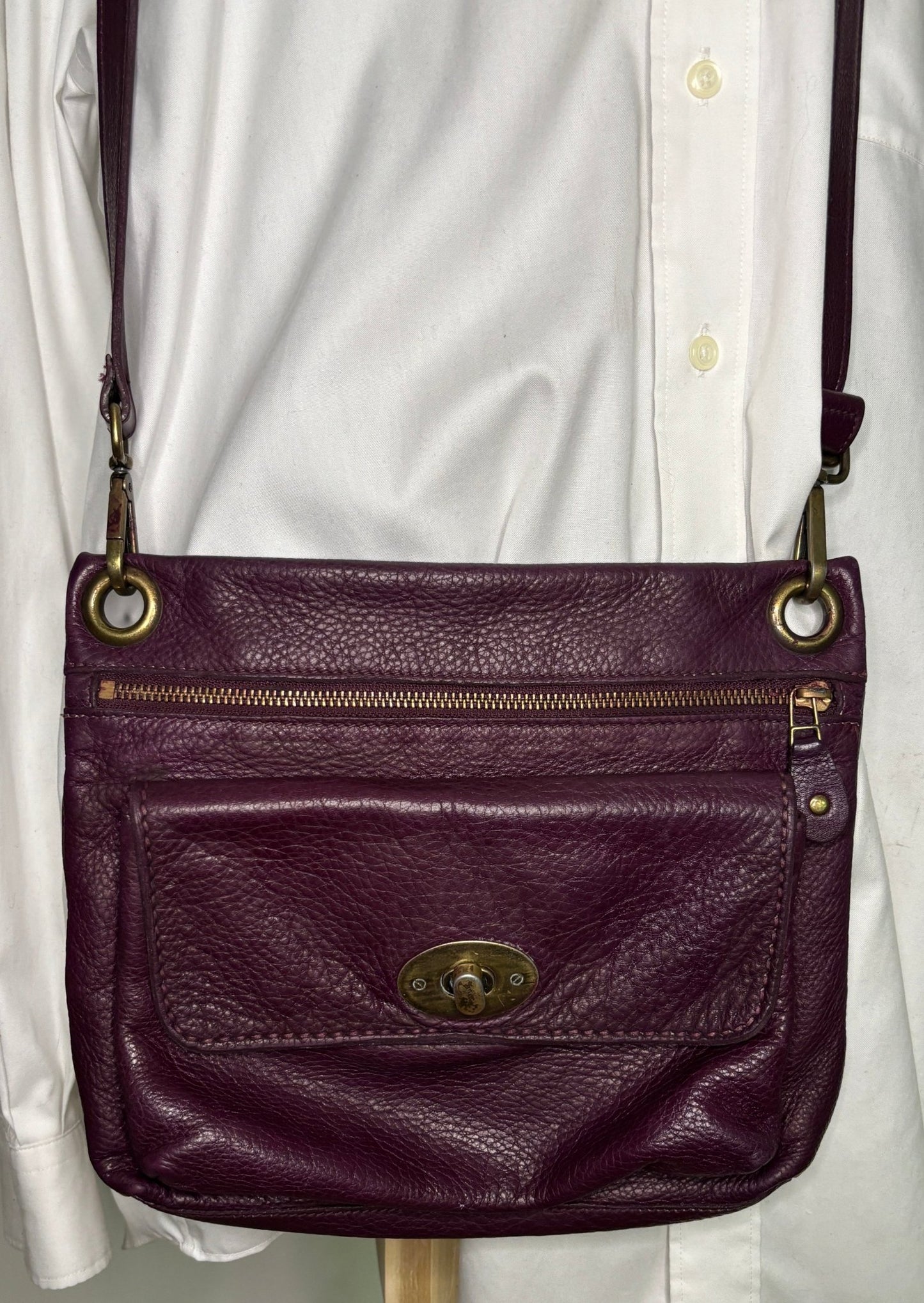 Purple Roots Leather Crossbody Purse