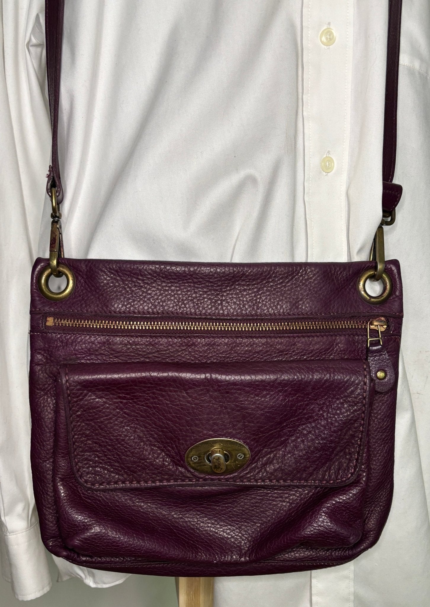 Purple Roots Leather Crossbody Purse