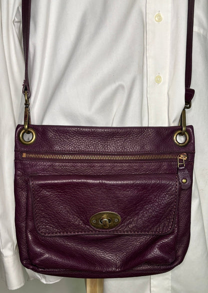 Purple Roots Leather Crossbody Purse