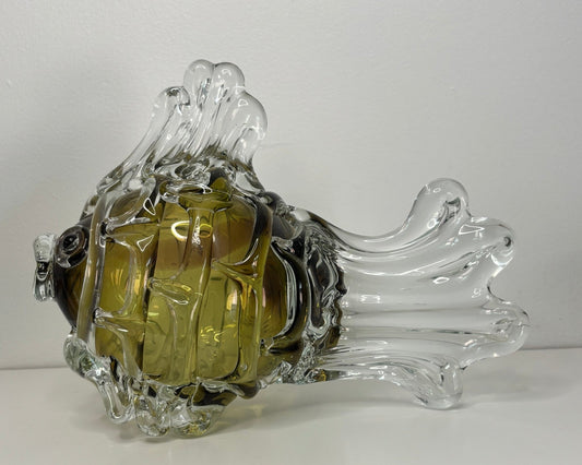 Murano Green Glass Fish Statuette