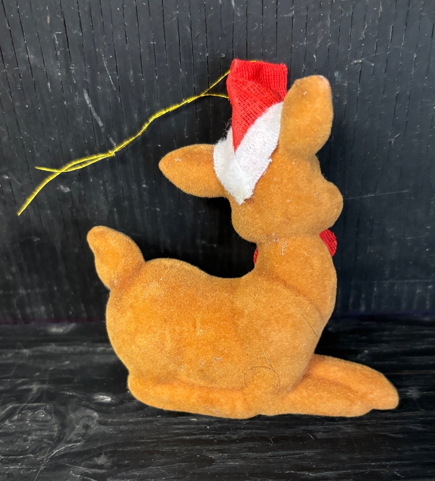 Reindeer Flocked Felt Christmas Ornament