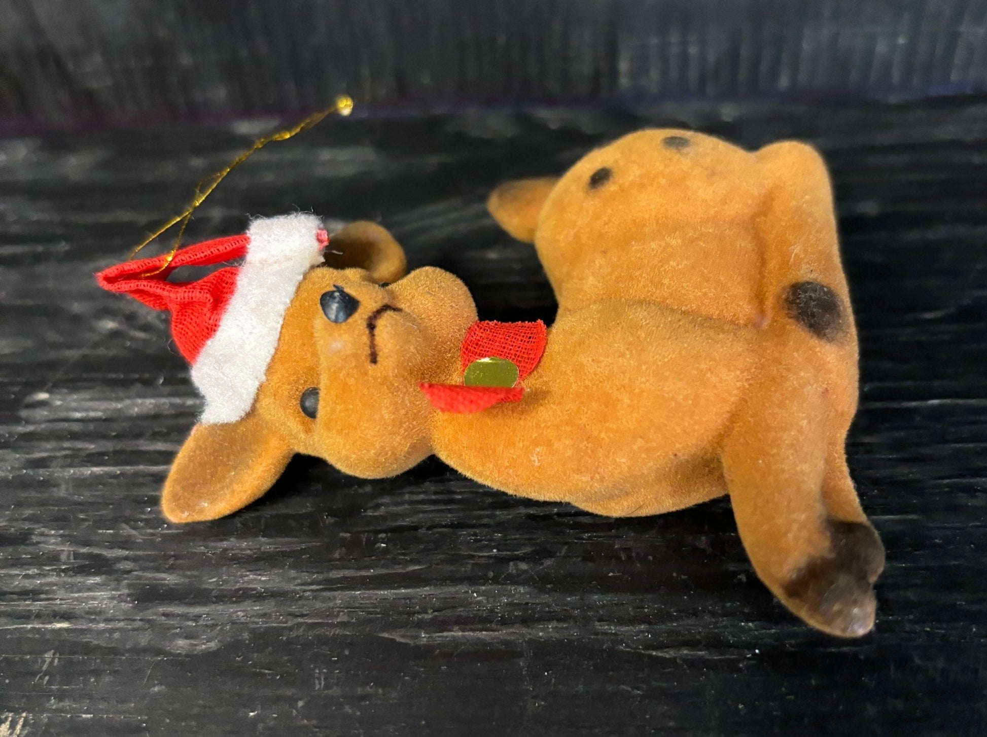 Reindeer Flocked Felt Christmas Ornament