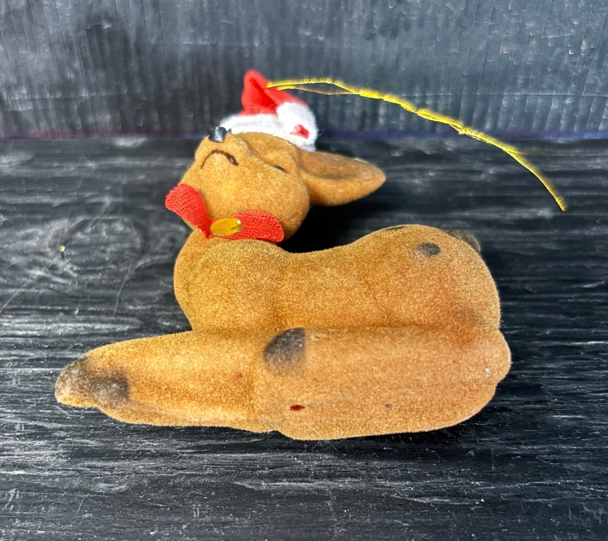 Reindeer Vintage Flocked Felt Christmas Ornament