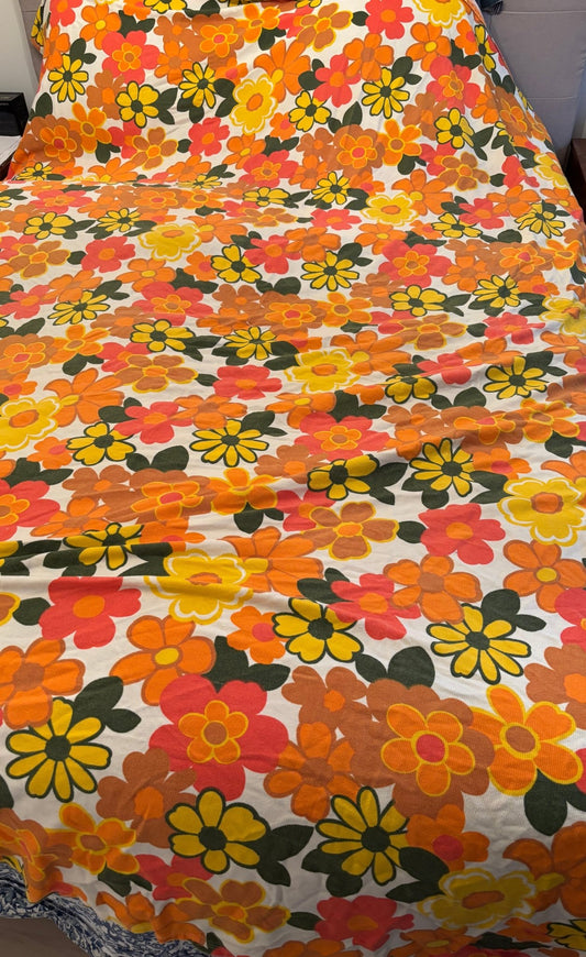 Retro Orange Floral Blanket