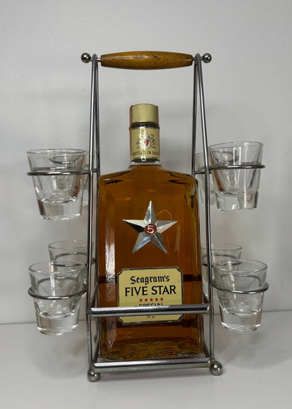 Retro Shot Glasses and Whisky Bottle Carrier