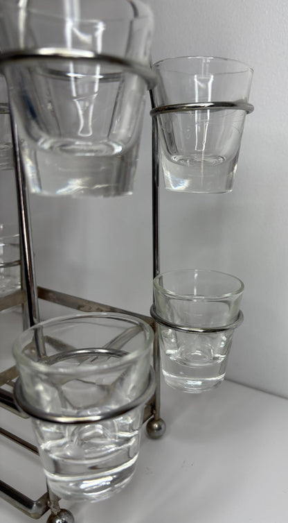 Retro Shot Glasses and Whisky Bottle Carrier