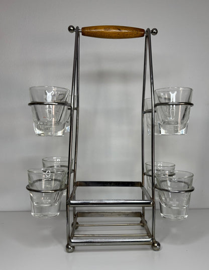 Retro Shot Glasses with a Whisky Bottle Carrier