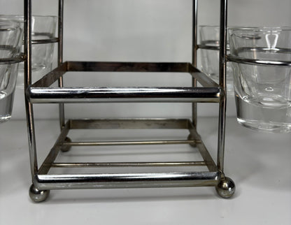 Retro Shot Glasses and Whisky Bottle Carrier