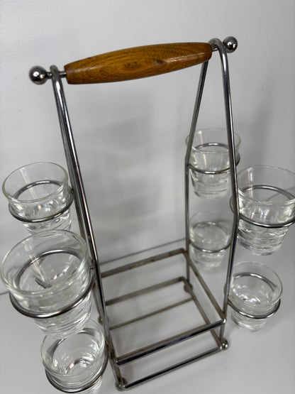 Retro Shot Glasses and Whisky Bottle Carrier
