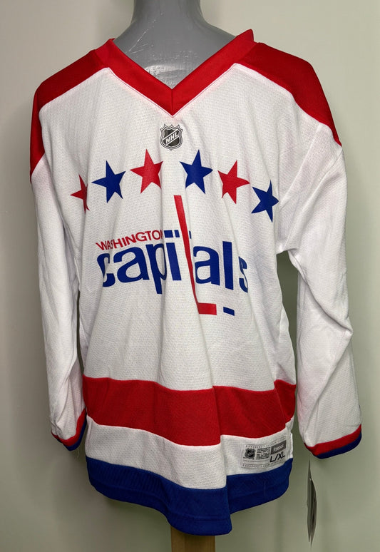Washington Capitals hockey jersey on a mannequin against a white background