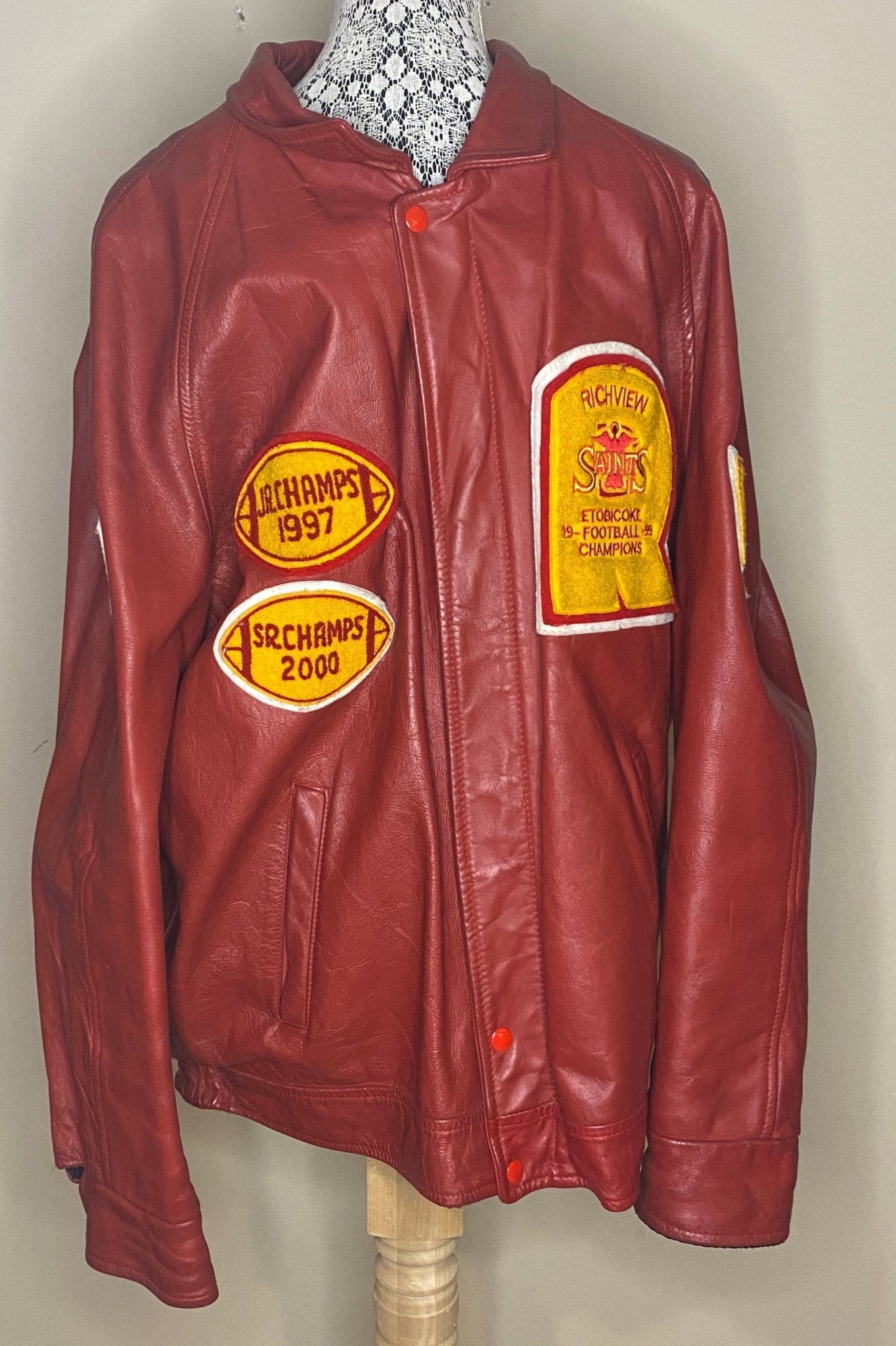 Richview Saints High School Vintage Leather Football Jacket Adult XL - HLJ at HomeRichview Saints High School Vintage Leather Football Jacket Adult XLJacketRichview Saints