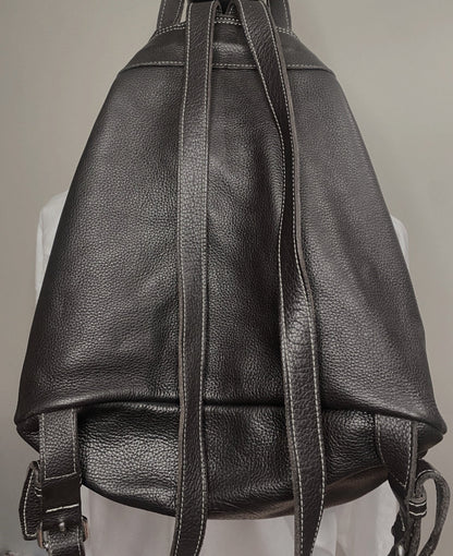 Roots Black Leather Backpack