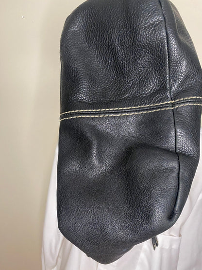 Roots Black Leather Crossbody Purse