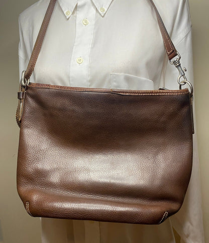 Roots Brown Leather Shoulder Bag