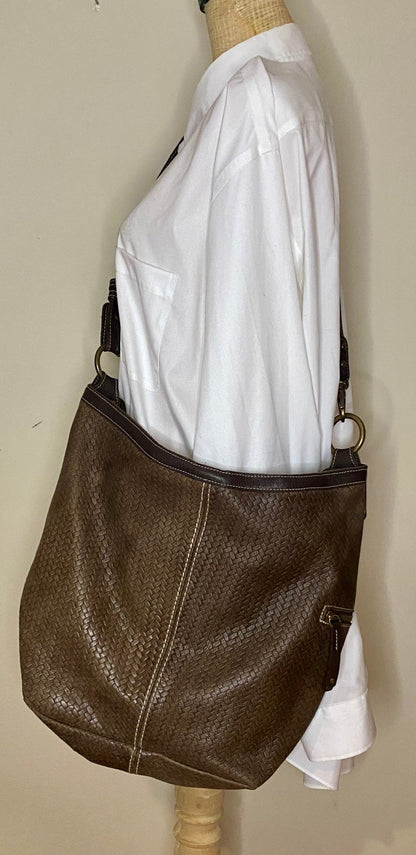 Roots Brown Woven Leather Cross Body Purse - HLJ at HomeRoots Brown Woven Leather Cross Body PurseCrossbodyRoots